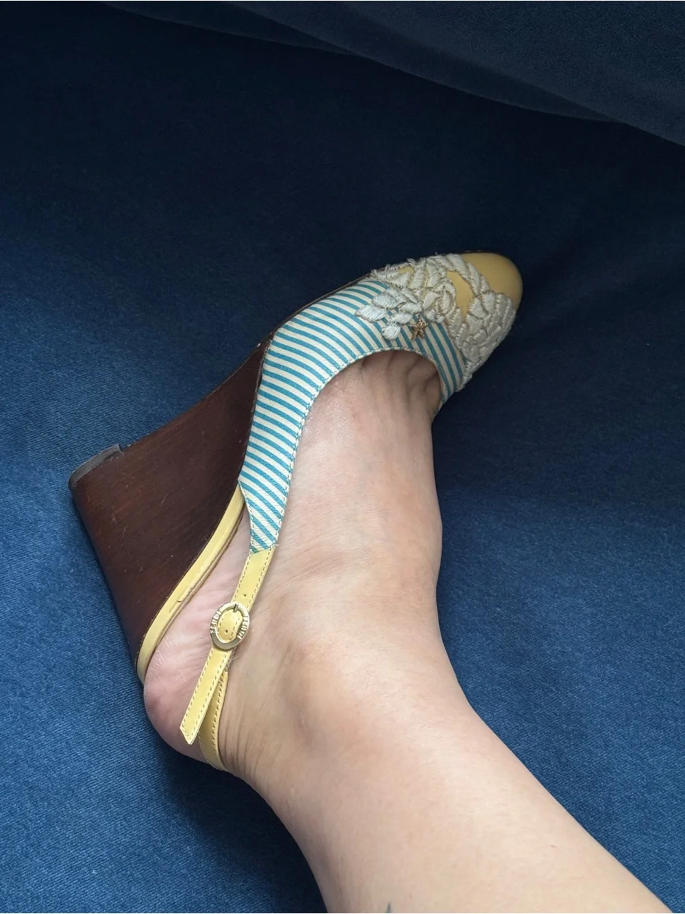 Fendi Leather Printed Slingback Wedge‎ Pumps Size 7